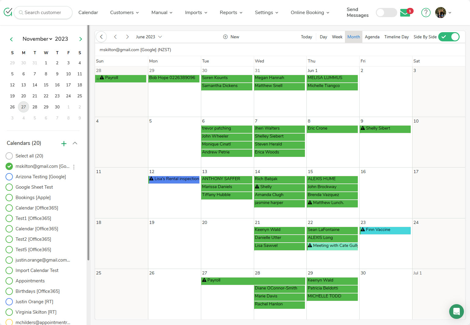 Built-In Appointment Reminder Calendar